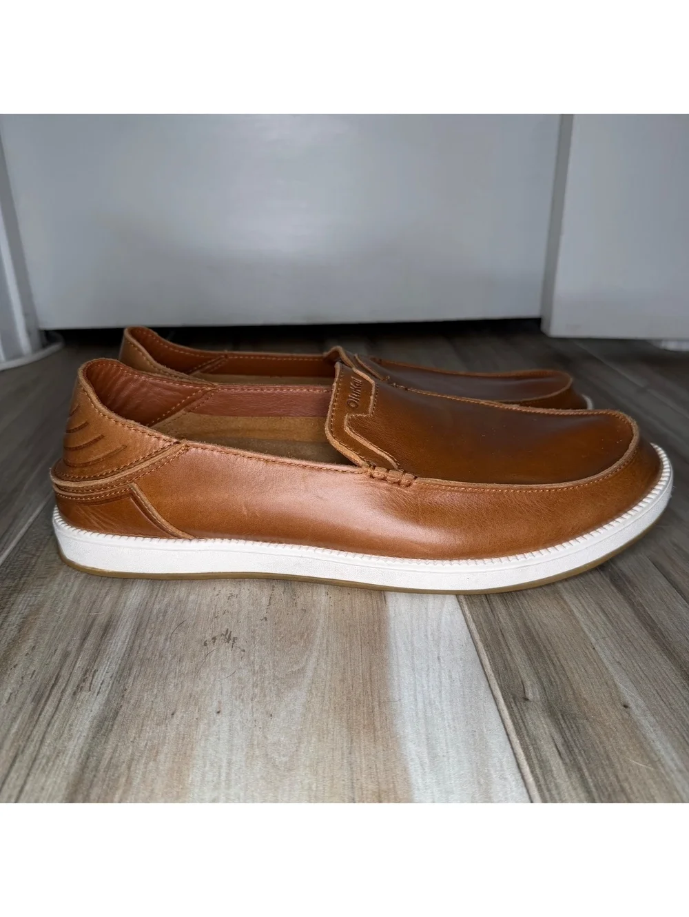 Olukai Kakaha Nia Men’s Leather Slip On Loafers Shoes Brown Sz 15